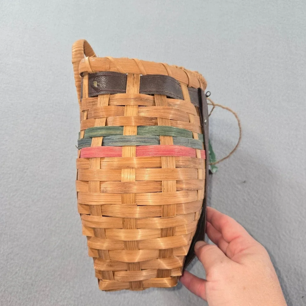 Unbranded Wicker Fishing Creel Basket Unisex OS Brown Rustic Woven Fish Charms